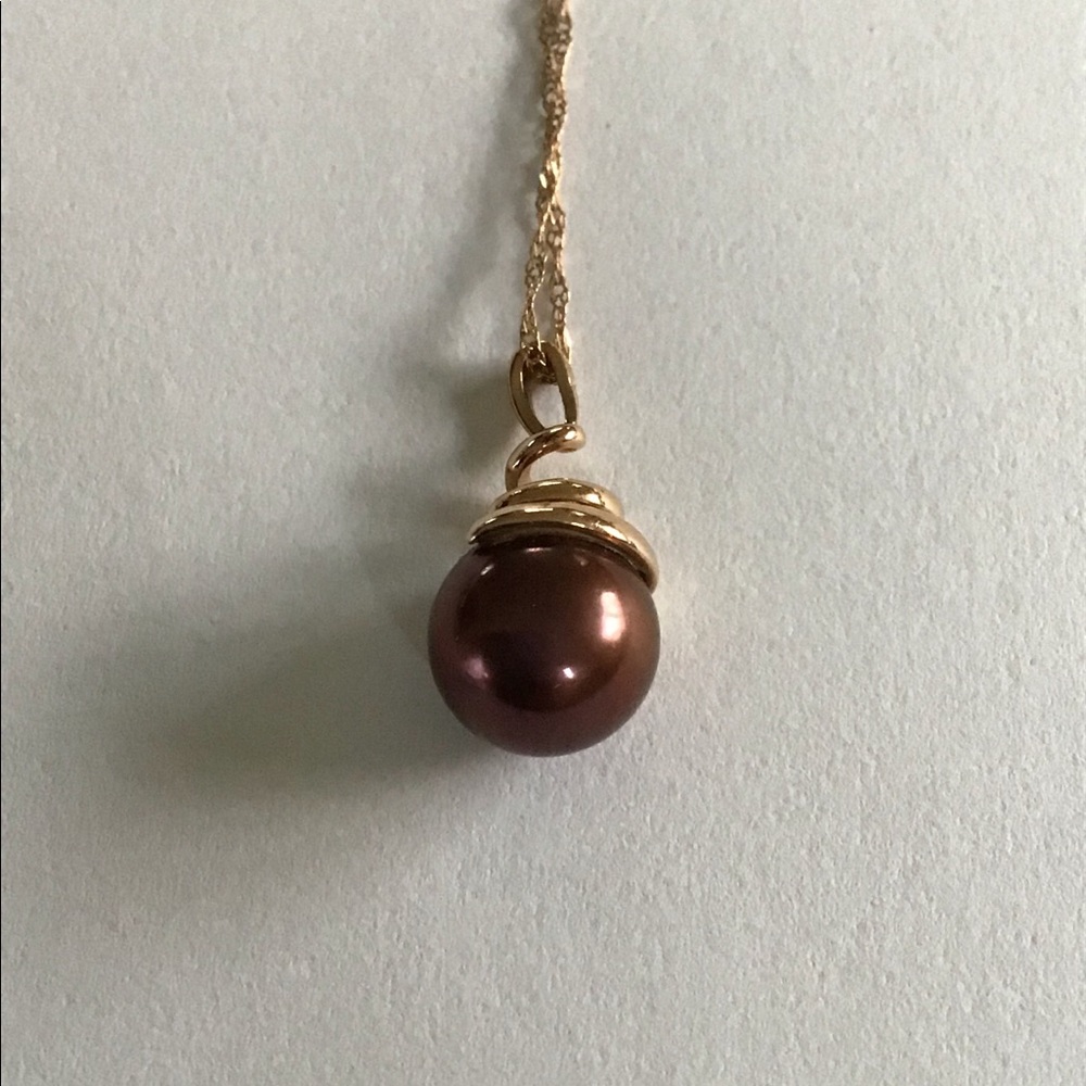 14K Rose Gold Rosey Chocolate Pearl Necklace Wow - Picture 2 of 9